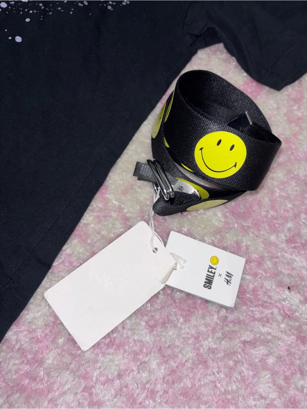 Black T-Shirt with Yellow Smile Graphic - Picture 3 of 3